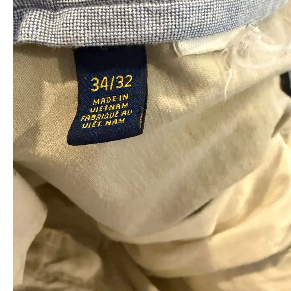 Polo Ralph Lauren Mens 34x32‎ Stretch Classic Fit Chino Pants Cotton Light Khaki